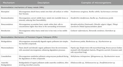 Exploring bioremediation strategies for heavy metals and POPs pollution: the role of microbes, plants, and nanotechnology